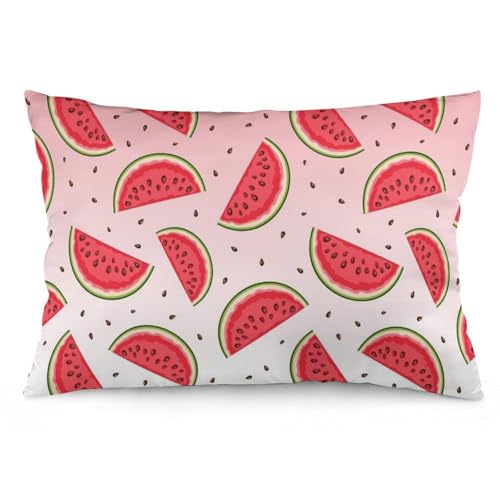 JZemdybill Kissenbezug, Sommer-Wassermelonen-Kissenbezug, rechteckiger Plüsch-Kissenbezug für Couch, Schlafzimmer von JZemdybill