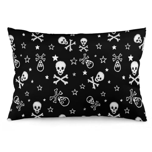 JZemdybill Kissenbezug, Totenkopf und gekreuzte Knochen, rechteckiger Plüsch-Kissenbezug für Couch, Schlafzimmer von JZemdybill