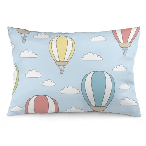JZemdybill Kissenbezug, bunter Heißluftballon-Kissenbezug, rechteckiger Plüsch-Kissenbezug für Couch, Schlafzimmer von JZemdybill