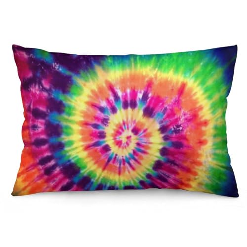 JZemdybill Kissenbezug, bunter heller Batik-Kissenbezug, rechteckiger Plüsch-Kissenbezug für Couch, Schlafzimmer von JZemdybill