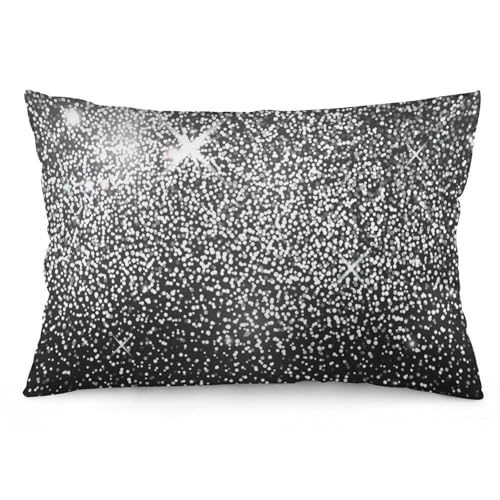 JZemdybill Kissenbezug, glänzender silberfarbener Glitzerkissenbezug, rechteckiger Plüsch-Kissenbezug für Couch, Schlafzimmer JZemdybill Kissenbezug, glänzender silberfarbener Glitzerkissenbezug, rechteckiger Plüsch-Kissenbezug für Couch, Schlafzimmer von JZemdybill