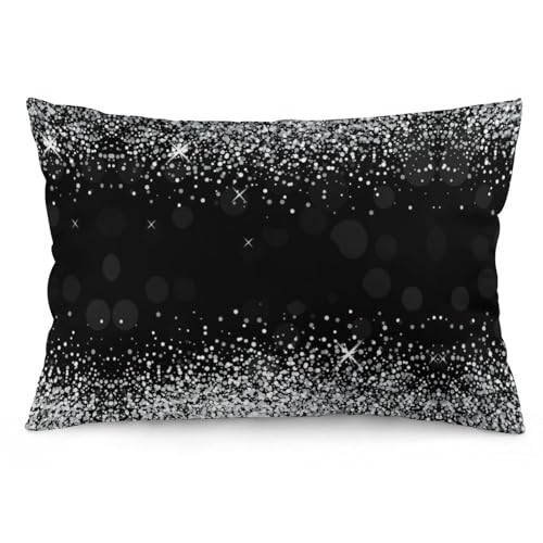 JZemdybill Kissenbezug, glänzender silberfarbener Glitzerkissenbezug, rechteckiger Plüsch-Kissenbezug für Couch, Schlafzimmer von JZemdybill