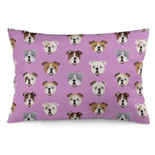 JZemdybill Kissenbezug, lustiger englischer Bulldogge, rechteckiger Plüsch-Kissenbezug für Couch, Schlafzimmer von JZemdybill