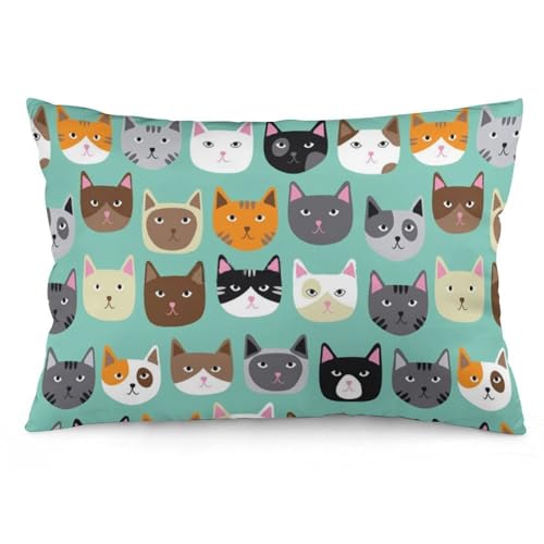 JZemdybill Kissenbezug, niedliche Katzengesichter, rechteckiger Plüsch-Kissenbezug für Couch, Schlafzimmer von JZemdybill