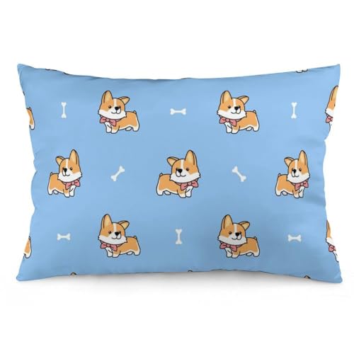 JZemdybill Kissenbezug, niedlicher walisischer Corgi-Hund, rechteckiger Plüsch-Kissenbezug für Couch, Schlafzimmer von JZemdybill