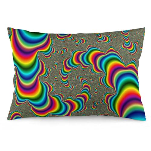 JZemdybill Kissenbezug, psychedelischer Trippy-Regenbogen-Kissenbezug, rechteckiger Plüsch-Kissenbezug für Couch, Schlafzimmer von JZemdybill