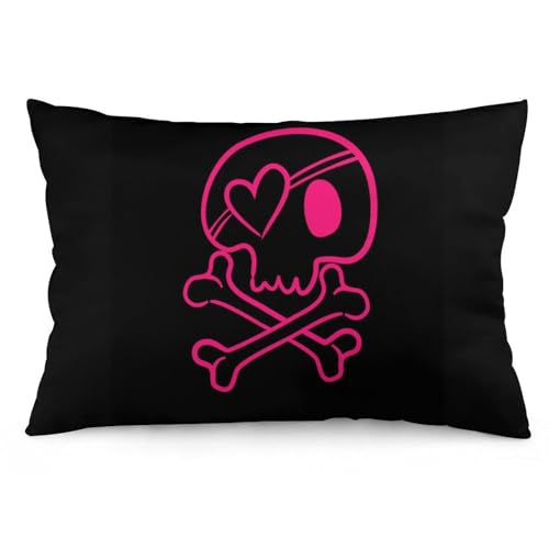 JZemdybill Kissenbezug, rosa süßer Totenkopf-Kissenbezug, rechteckiger Plüsch-Kissenbezug für Couch, Schlafzimmer von JZemdybill