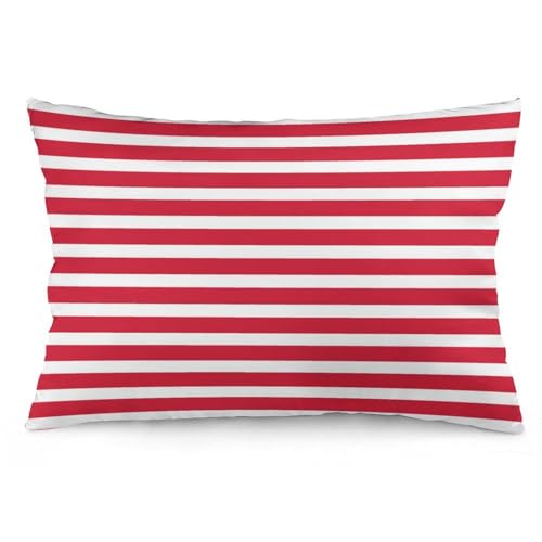 JZemdybill Kissenbezug, roter Streifenmuster, rechteckiger Plüsch-Kissenbezug für Couch, Schlafzimmer von JZemdybill