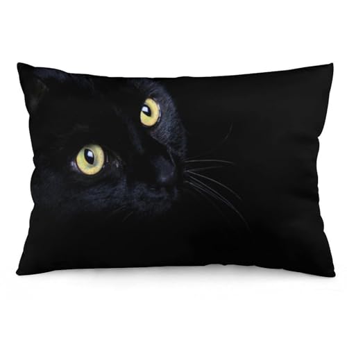 JZemdybill Kissenbezug, schwarze Katze, rechteckiger Plüsch-Kissenbezug für Couch, Schlafzimmer von JZemdybill