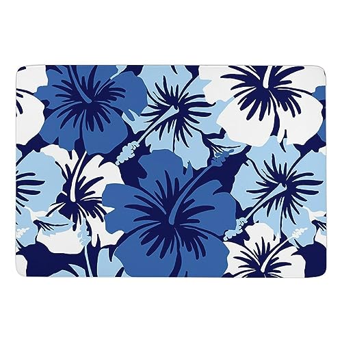 JZemdybill Teppich, blauer Hibiskusblumenteppich, weiche Bodenmatte für Wohnzimmer, Schlafzimmer (100 x 150 cm) von JZemdybill