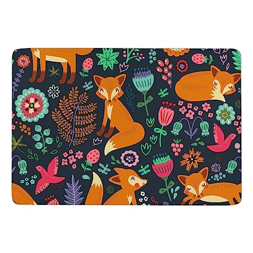 JZemdybill Teppich, niedlicher Fuchs-Blumen-Teppich, weiche Bodenmatte für Wohnzimmer, Schlafzimmer (100 x 150 cm) von JZemdybill