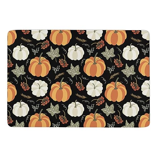 JZemdybill Teppich Herbst-Kürbisblätter, weiche Bodenmatte für Wohnzimmer, Schlafzimmer (100 x 150 cm) von JZemdybill
