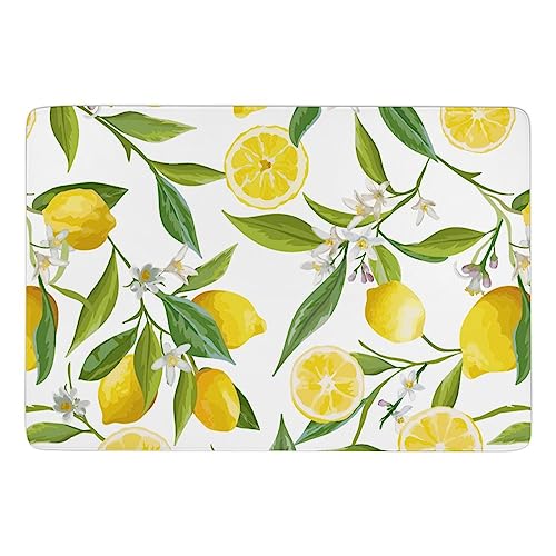 JZemdybill Teppich Zitrone mit Blumen und Blättern, weiche Bodenmatte für Wohnzimmer, Schlafzimmer (100 x 150 cm) von JZemdybill