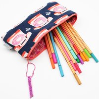 stiftemäppchen/Schminktäschchen Telefone Dunkelblau/Lachsrosa von JaClarDesign