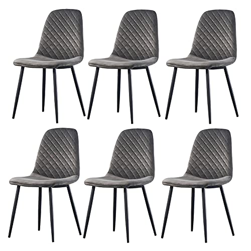 JaHECOME 2er Set Esszimmerstühle Scandinavian Vintage Samt Künstlich Wildledersitz Wohnzimmerstuhl mit Rückenlehne Stuhl mit Stahlbeinen (Grau, 6) von JaHECOME