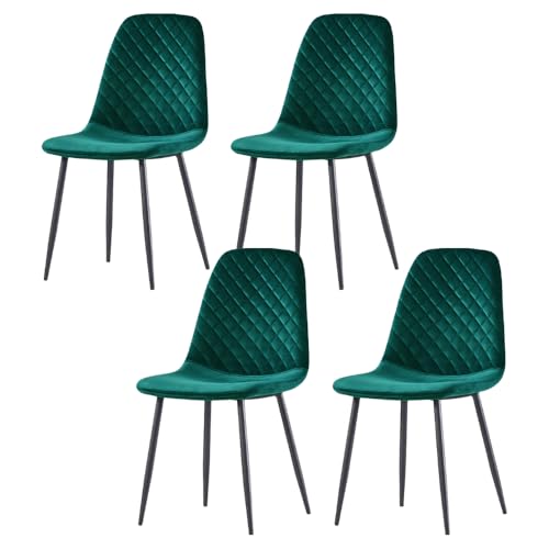 JaHECOME 4er Set Esszimmerstühle Scandinavian Vintage Samt Künstlich Wildledersitz Wohnzimmerstuhl mit Rückenlehne Stuhl mit Stahlbeinen (Grün, 4) von JaHECOME