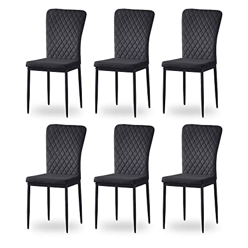 JaHECOME Esszimmerstühle 6er Set gitterartig, Schwarz-Edler Gitter-Look, Samt-Bezug, bequemer Polsterstuhl - Moderner Küchenstuhl, Stuhl Esszimmer oder Esstisch Stuhl (6, schwarz) von JaHECOME