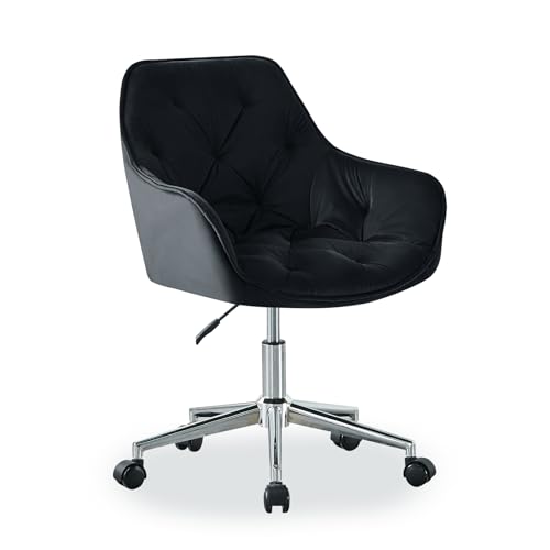 JaHECOME Bürostuhl aus Samt, höhenverstellbarer Konferenzstuhl, Drehbarer Computerstuhl mit Armlehne und Schaumstoffpolsterung für Home Office, Büro(1, Schwarz) von JaHECOME