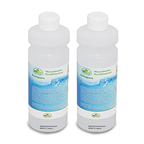 JaTop Wasserbett Conditionierer [2 x 500ml] - Für alle Wasserbetten geeignet - purer Wasserbetten Conditioner - inklusive Bubble Stop, Flüßig - Made in Germany (1Liter (2 Flaschen a 500ml)) von JaTop