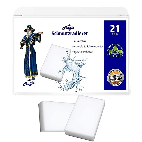 JaTop Mr.Magic 21 x Schmutzradierer Schwamm Radierschwamm Zauberschwamm extra Stark für Haushalt, Küche, Wand, Bad von JaTop