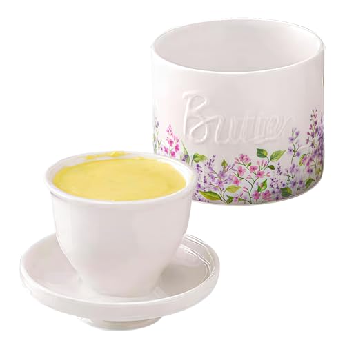 Buttertopf für Theke mit Wasserlinie, Butterdose mit Deckel, französischer Butterbehälter für Theke von Jaamyears