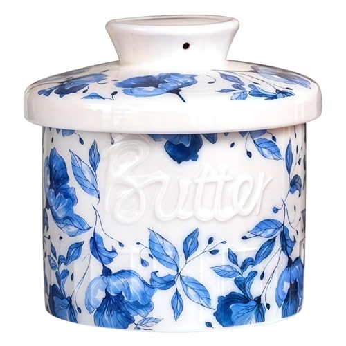 Buttertopf für Theke mit Wasserlinie, Butterdose mit Deckel, französischer Butterbehälter für Theke von Jaamyears