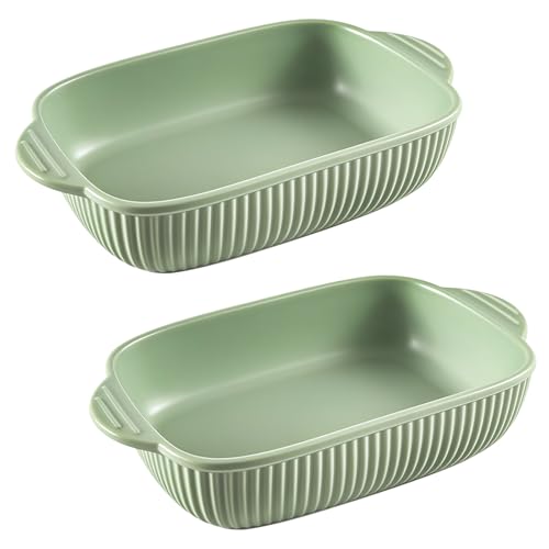 Jaamyears Auflaufform für Ofen, rechteckig, Lasagneform, ofenfest, Keramik-Backblech für Auflaufform, 2er-Set von Jaamyears