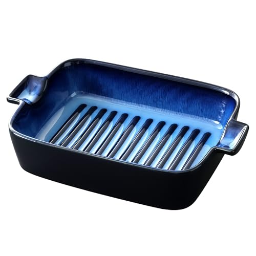 Jaamyears Auflaufform für den Ofen, 700 ml, blau, rechteckig, Lasagneform, ofenfest, Keramik-Backblech von Jaamyears