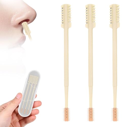 3 Stück 2 In 1 Nasenhaar,Nasenhaarentferner,Nasenhaarrasierer,Nasenhaartrimmer Herren,mit Aufbewahrungsbox,Doppelseitig,Tragbarer Handtrimmer Keine Aufladung Erforderlich(Cremegelb) von Jaarssho