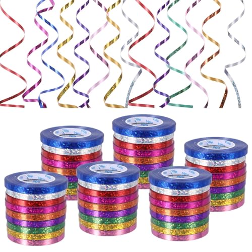 540 Meter Luftschlangen Geburtstag,9 Farben Silvester Luftschlangen Metallic,Partydekorationen,Geschenkband Glitzer,Geburtstags Deko,Hochzeit Deko,Ballonband Und Silvesterdekoration von Jaarssho