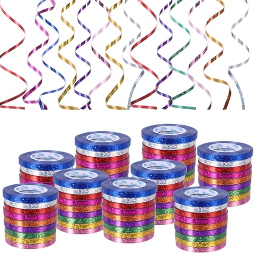 810 Meter Luftschlangen Geburtstag,9 Farben Silvester Luftschlangen Metallic,Partydekorationen,Geschenkband Glitzer,Geburtstags Deko,Hochzeit Deko,Ballonband Und Silvesterdekoration von Jaarssho