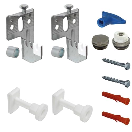 Jabema 2x Heizkörperbefestigung mit Halterung, Höhe verstellbar und 1x 1/2 Zoll Stopfenset, Wandkonsole Heizkörperkonsole, Heizkörper Halterung Befestigung Aufhängung Konsole von Jabema