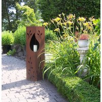 Jabo Design Edelrost Fackelsäule + Schale Rs74+S03 "Blätterranke Am Feuer" Säule Gartensäulen Rostsäule Rostfackel Säulen von JaboDesignBroch