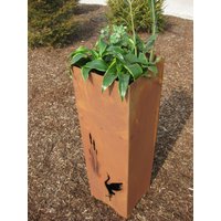 Jabo Design Edelrost Pflanzsäule Rs89 Motiv "Schilf Und Reiher" Säule Gartensäulen Säulen Deko Blumen Rostfackel von JaboDesignBroch