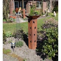 Jabo Design Edelrost Säule + Schale Rs05+S01 Blätterranken 100x20x20cm Gartensäulen Säulen Deko Blumen Rostfackel von JaboDesignBroch