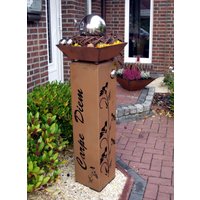 Jabo Design Edelrost Xl Säule + Schale Rs58+S03 Carpe Diem Blumenranke Gartensäulen Säulen Deko Blumen Rostfackel von JaboDesignBroch