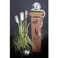 Jabo Design Edelrost Xl Säule + Schale Rs61+S03 "Schilf Unter Der Sonne" Gartensäulen Säulen Deko Blumen Rostfackel von JaboDesignBroch