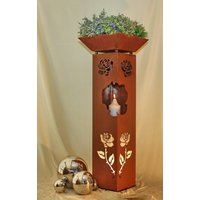 Jabo Design Rost Säule + Schale Rs114+S01 "Rosen" Gartensäulen Säulen Deko Blumen von JaboDesignBroch