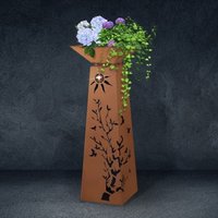 Jabo Design Rost Säule + Schale Rs124+S11 "Baum Unter Edelstahlsonne" Konisch Gartensäulen Säulen Deko Blumen von JaboDesignBroch