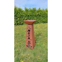 Jabo Design Rost Säule + Schale Rs92+S11 Ankermotiv "Moin" Konisch Gartensäulen Säulen Deko Blumen von JaboDesignBroch