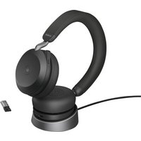 Jabra Evolve2 75 Telefon Over Ear Headset kabelgebunden Schwarz Batterieladeanzeige, Mikrofon-Stumms von Jabra
