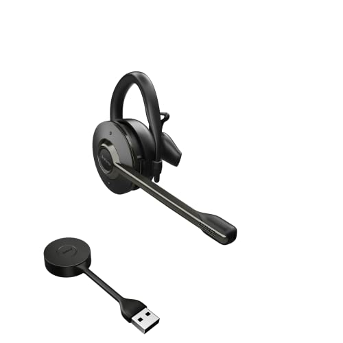 Jabra Engage 55 Schnurloses, Convertibles Headset mit EarHook, Kopf- und Nackenbügel und Link 400 USB-A DECT-Adapter - Mikrofon mit Geräuschunterdrückung, Gehörschutz - UC kompatibel - Schwarz von Jabra