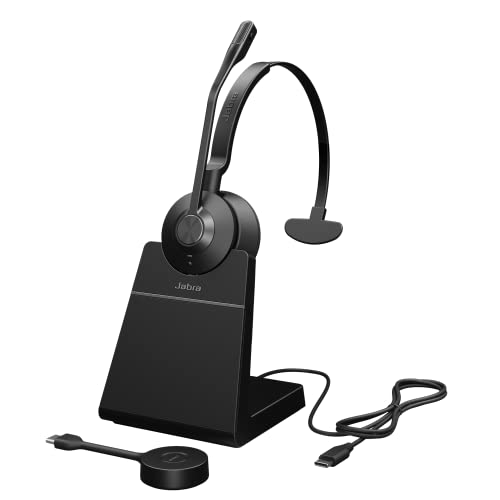 Jabra Engage 55 Schnurloses Mono Headset mit DECT-Adapter - Mikrofon mit Geräuschunterdrückung, umfangreiche Reichweite und Ladestation - Für Google Meet und Zoom zertifiziert - Schwarz von Jabra