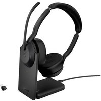 Jabra Evolve 2 55 MS Stereo Computer On Ear Headset Bluetooth® Stereo Schwarz Noise Cancelling, Mik von Jabra
