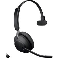 Jabra Evolve2 65 monaural Telefon On Ear Headset Bluetooth® Mono Schwarz Lautstärkeregelung, Batte von Jabra