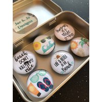 Set Aus Sechs Glasmagneten - Strand Sommer Life's A Beach Positive Vibes Strandhaus-Dekor Geschenk Stocking Stuffers von JacJoDesigns