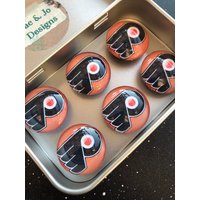 Set Mit Sechs Glasmagneten - Philadelphia Flyers Nhl Hockey Philly Arbeitsbörsengeschenk Stocking Stuffer Fans von JacJoDesigns