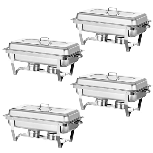 Jacgood Chafing Dish Profi Set Toulouse, Edelstahl Warmhaltebehälter, Speisewärmer, Rechaud, Chafing Dishes für Catering, Buffet und Party (4 Packung) von Jacgood