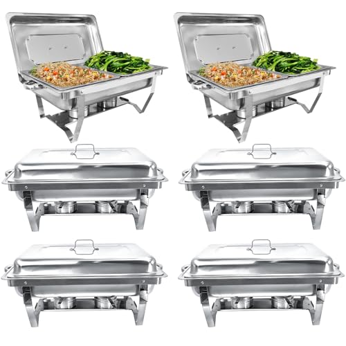 Jacgood Chafing Dish Edelstahl Buffet-Set Warmhaltebehälter Speisenwärmer Wärmebehälter Rechaud für Catering, Buffet und Party (6 Set 1x2 GN-Behälter) von Jacgood