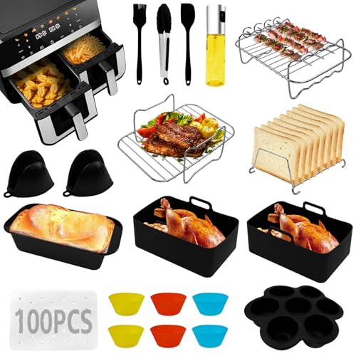 Jacgood Heißluftfritteuse Zubehör 13-teiliges für Ninja AF400EU AF300EU, Airfryer Zubehör, Dual Zone/Double Stack Air Fryer Accessories, inkl. Silikonform, Ölspray, Grillrost, Silikon Muffinform usw Jacgood Heißluftfritteuse Zubehör 13-teiliges für Ninja AF400EU AF300EU, Airfryer Zubehör, Dual Zone/Double Stack Air Fryer Accessories, inkl. Silikonform, Ölspray, Grillrost, Silikon Muffinform usw von Jacgood
